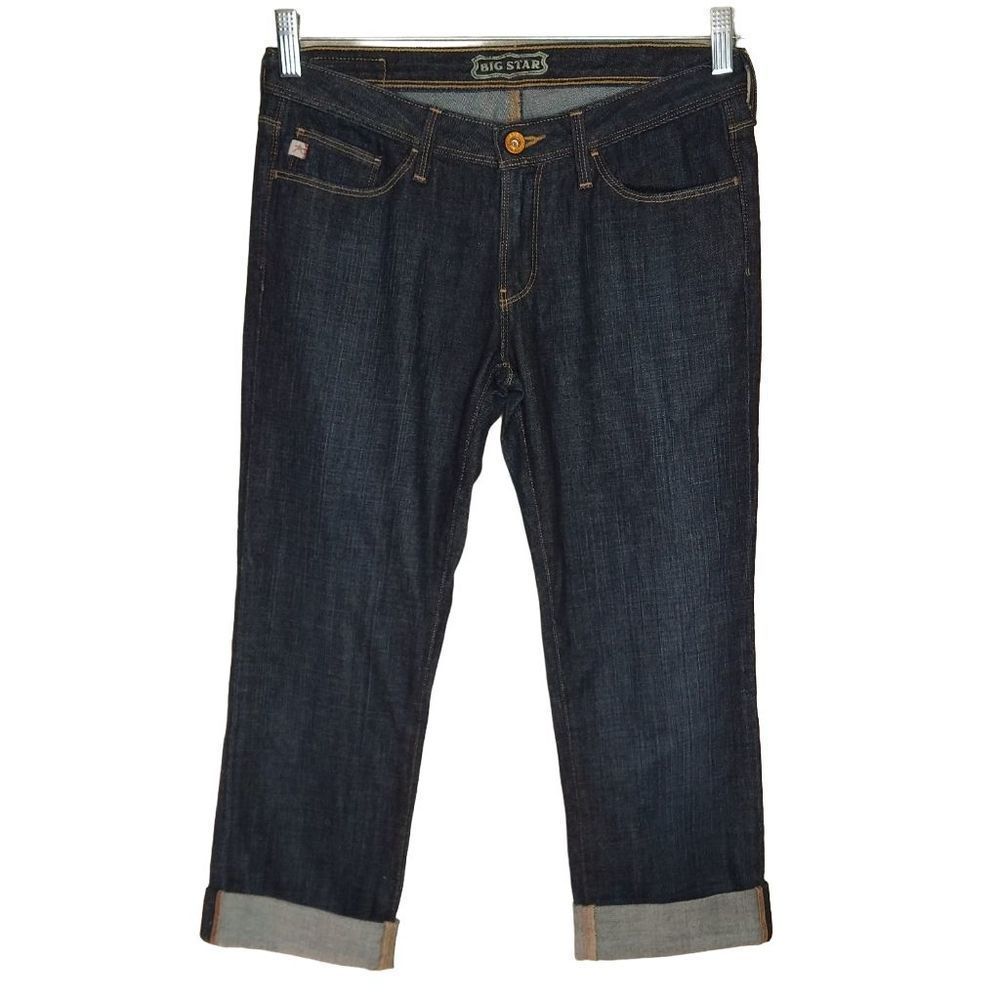 Big Star Dark Wash Low Rise Cuffed Cropped Capri Stretch Denim Jeans Size 27 R